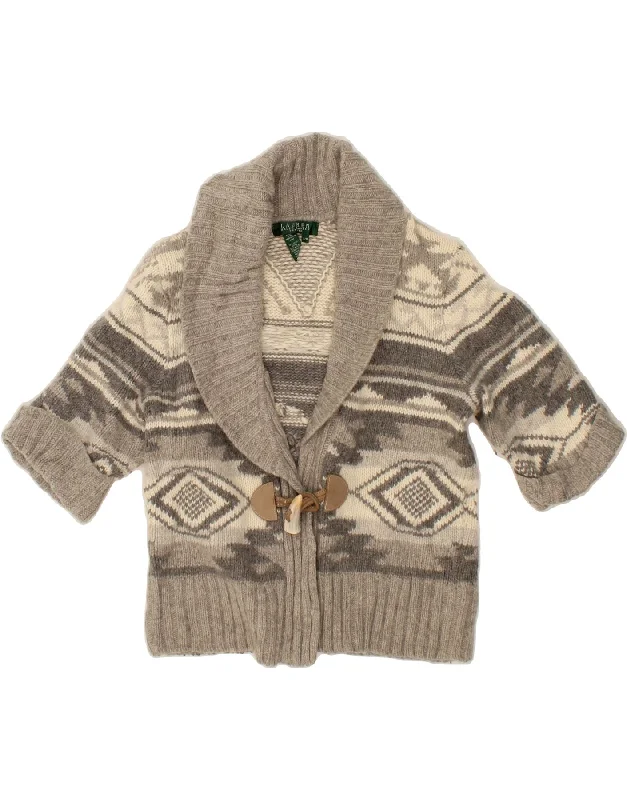 RALPH LAUREN Womens Petite Short Sleeve Cardigan Sweater UK 14 Medium Grey Bright Pastel Dark RALPH LAUREN Womens Petite Short Sleeve Cardigan Sweater UK 14 Medium Grey Bright Pastel Dark