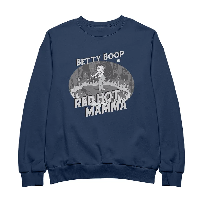 Betty Boop In Red Hot Mamma Women's Sweatshirt Hoodie with Oversized Fit Loose Comfortable