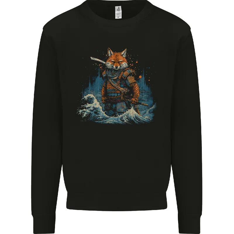 A Japanese Samurai Kitsune Bushido Ronin Mens Sweatshirt Jumper Hoodie with Slim Fit Tailored Modern
