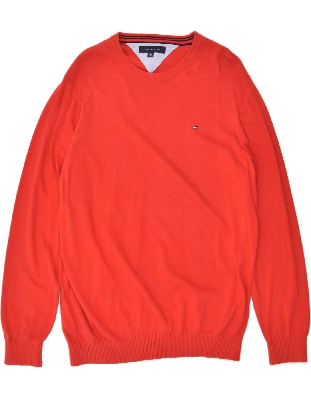TOMMY HILFIGER Mens V-Neck Jumper Sweater XL Red Cotton Lace Blend Ribbed Blend Corduroy Blend TOMMY HILFIGER Mens V-Neck Jumper Sweater XL Red Cotton Lace Blend Ribbed Blend Corduroy Blend