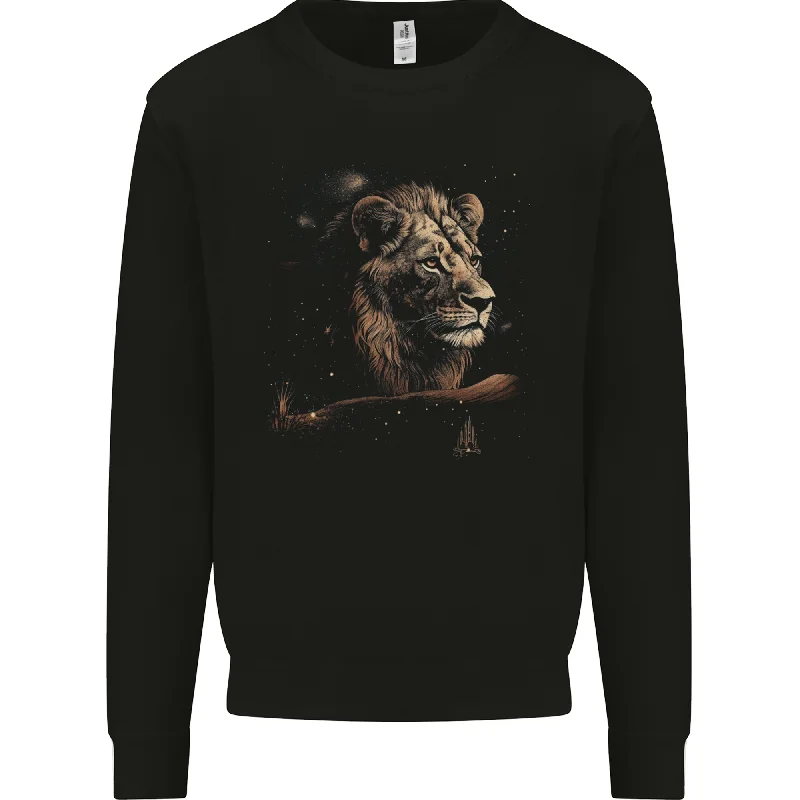 A Pensive Lion in the Desert Mens Sweatshirt Jumper Hoodie with Side Slits Relaxed Casual A Pensive Lion in the Desert Mens Sweatshirt Jumper Hoodie with Side Slits Relaxed Casual