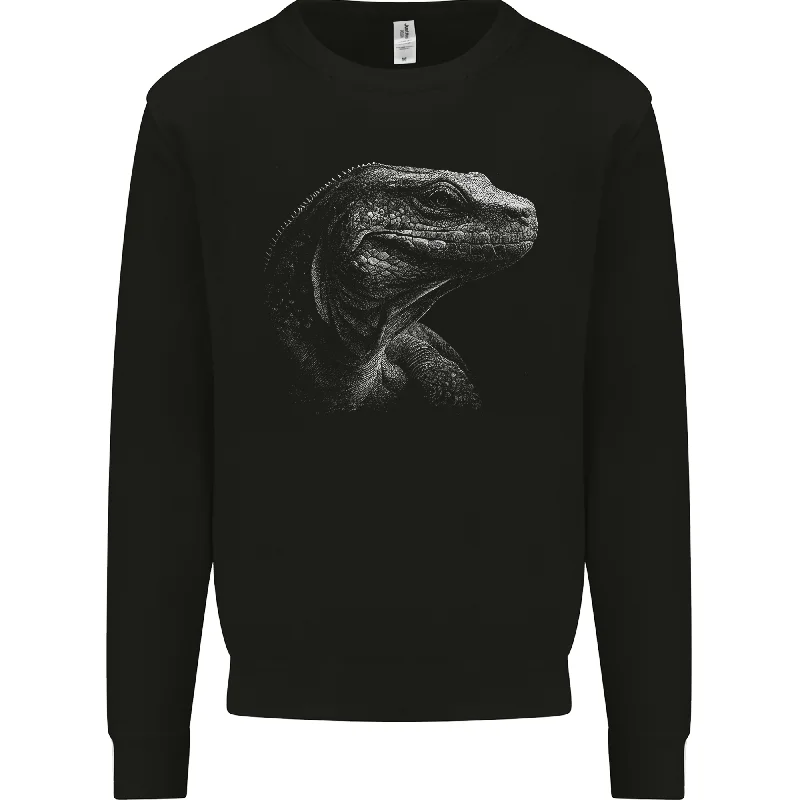 A Komodo Dragon Mens Sweatshirt Jumper Hoodie with Stripes Bold Sporty