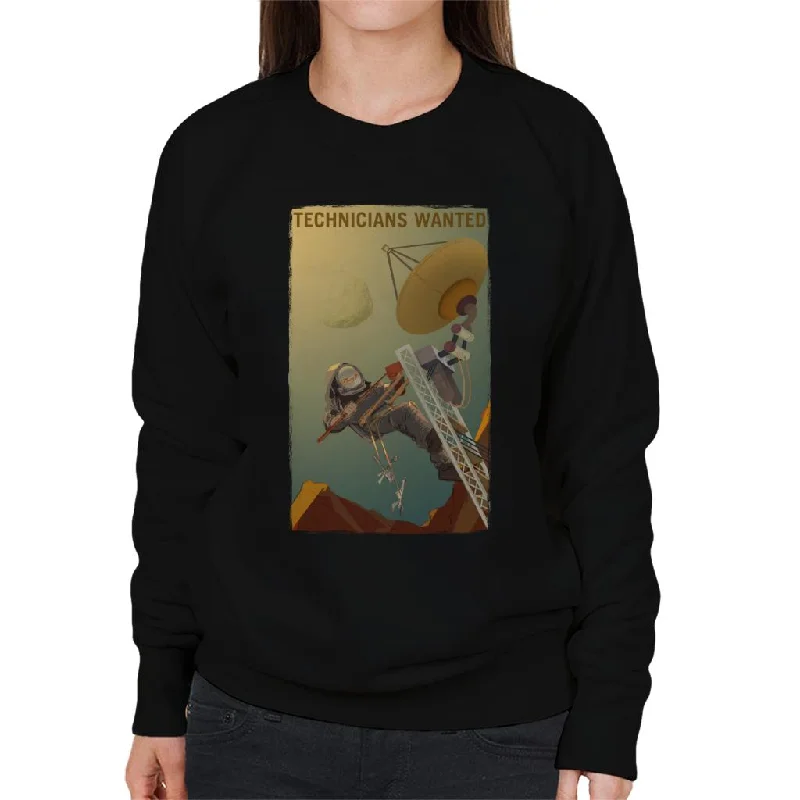 NASA Technicians Wanted Women's Sweatshirt Hoodie with Pocket Utility Practical
