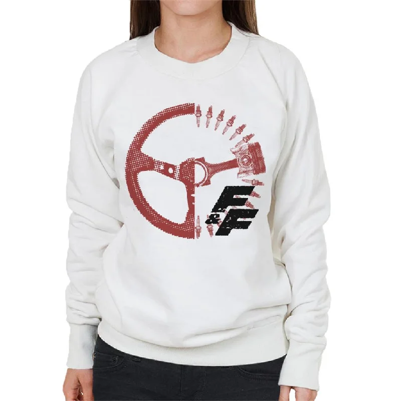 Fast and Furious Driving Wheel X Ray Women's Sweatshirt Hoodie with Tie-Dye Psychedelic Retro