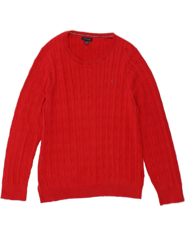 TOMMY HILFIGER Womens Boat Neck Jumper Sweater UK 20 2XL Red Cotton Stylish Fashionable Trendy TOMMY HILFIGER Womens Boat Neck Jumper Sweater UK 20 2XL Red Cotton Stylish Fashionable Trendy