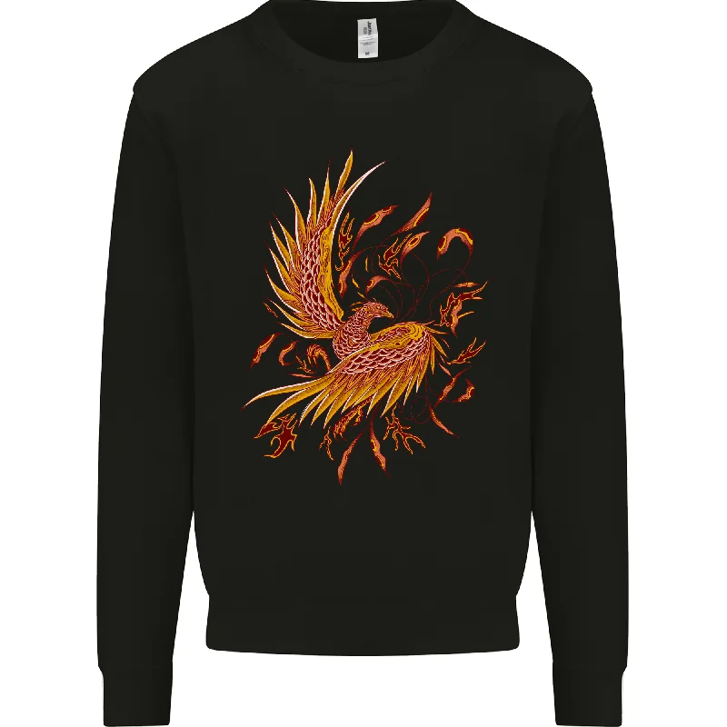 A Phoenix Rising From the Ashes Mens Sweatshirt Jumper Hoodie with Hem Applique Textured Unique A Phoenix Rising From the Ashes Mens Sweatshirt Jumper Hoodie with Hem Applique Textured Unique