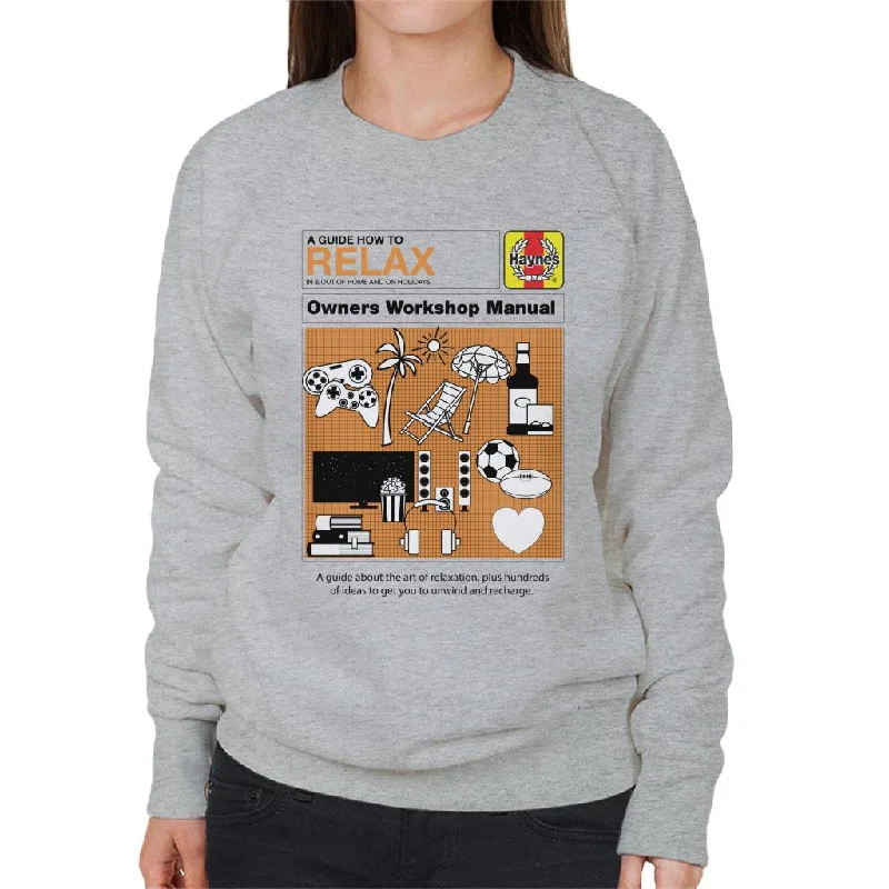 Haynes How To Relax Manual Women's Sweatshirt Hoodie with Emblem Brand Identity
