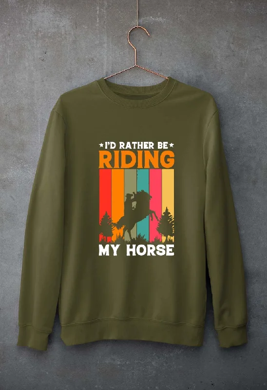 Horse Riding Unisex Sweatshirt for Men/Women Hoodie with Exposed Zipper Edgy Industrial Horse Riding Unisex Sweatshirt for Men/Women Hoodie with Exposed Zipper Edgy Industrial