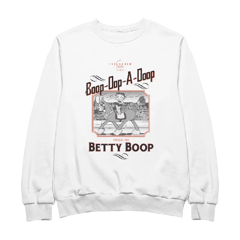 Betty Boop Starring In The Circus Women's Sweatshirt Hoodie with Raw Hem Edgy Unfinished