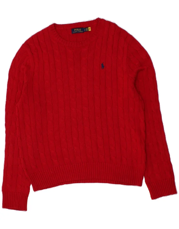 POLO RALPH LAUREN Mens Boat Neck Jumper Sweater Large Red Cotton Mesh Sweater Canvas Denim POLO RALPH LAUREN Mens Boat Neck Jumper Sweater Large Red Cotton Mesh Sweater Canvas Denim