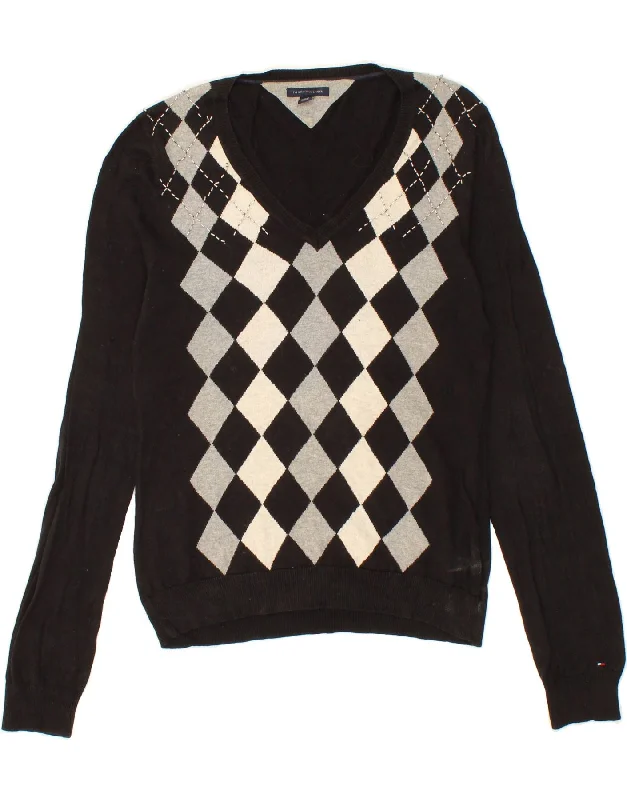 TOMMY HILFIGER Womens V-Neck Jumper Sweater UK 14 Medium Black Turtle Neck Boat Neck Asymmetrical Neck TOMMY HILFIGER Womens V-Neck Jumper Sweater UK 14 Medium Black Turtle Neck Boat Neck Asymmetrical Neck