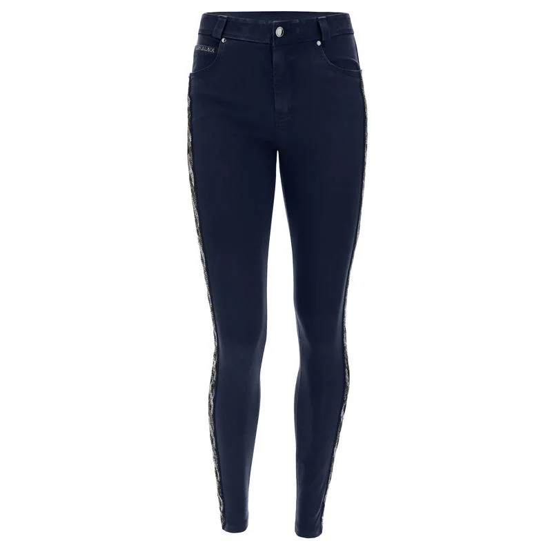 Freddy-Black-Jeans-With-An-Interwoven-Lateral-Band-In-Sequins-Blu-Navy Fashionable Raw Edge Jeans Freddy-Black-Jeans-With-An-Interwoven-Lateral-Band-In-Sequins-Blu-Navy Fashionable Raw Edge Jeans