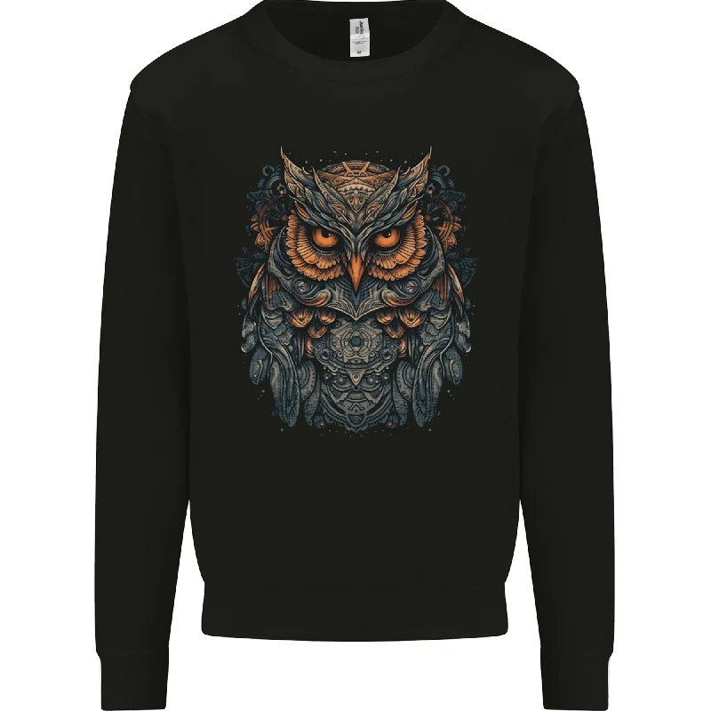 A Mythical Owl Fantasy Tribal Mens Sweatshirt Jumper Hoodie with Gradient Ombre Colorful A Mythical Owl Fantasy Tribal Mens Sweatshirt Jumper Hoodie with Gradient Ombre Colorful