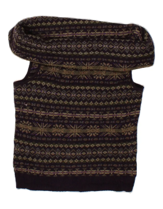 RALPH LAUREN Womens Sleeveless Roll Neck Jumper Sweater UK 8 Small Brown Chenille Brocade Lace RALPH LAUREN Womens Sleeveless Roll Neck Jumper Sweater UK 8 Small Brown Chenille Brocade Lace
