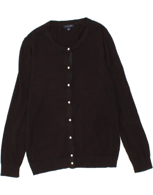 TOMMY HILFIGER Womens Cardigan Sweater UK 16 Large Black Cotton Sweater Knitwear Pullover TOMMY HILFIGER Womens Cardigan Sweater UK 16 Large Black Cotton Sweater Knitwear Pullover