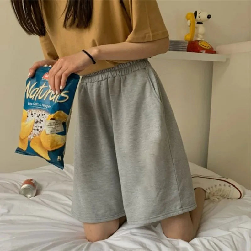 Women Shorts Summer Drawstring Wide Leg Sweat Short High Elastic Lace Up Pants Fitness Running Shorts Loose Casual Large Sports Soft Stretch Pants Women Shorts Summer Drawstring Wide Leg Sweat Short High Elastic Lace Up Pants Fitness Running Shorts Loose Casual Large Sports Soft Stretch Pants