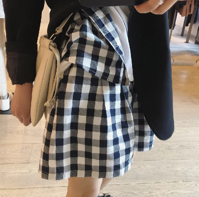 Lubei summer Korean version of simple high waist grid shorts loose casual A word wide leg hot pants women tide Casual Wide Pants Lubei summer Korean version of simple high waist grid shorts loose casual A word wide leg hot pants women tide Casual Wide Pants