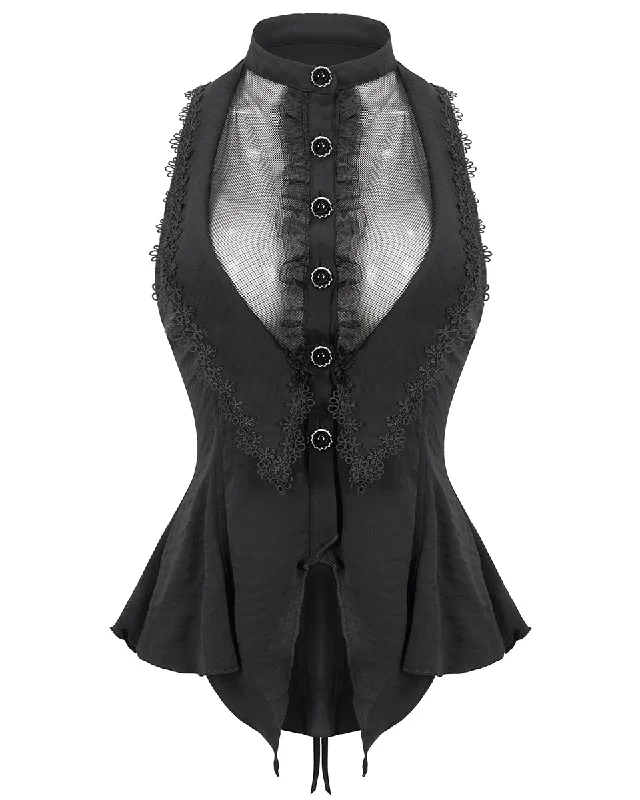 Devil Fashion Womens Romantic Goth Lolita Sleeveless Halter Blouse - Black Versatile Layering Blouse Devil Fashion Womens Romantic Goth Lolita Sleeveless Halter Blouse - Black Versatile Layering Blouse