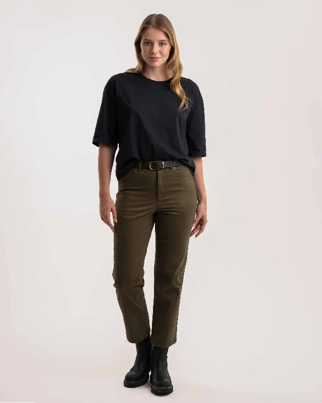 Ladies Regular Fit Pants - Olive Green Chic Faux Leather Pants
