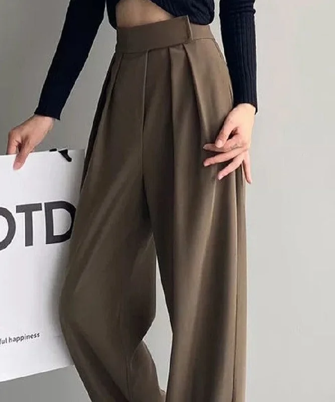 Brown Wide Leg Women Classic Suit Pants Vintage Palazzo Office Classic Bootcut Trousers Brown Wide Leg Women Classic Suit Pants Vintage Palazzo Office Classic Bootcut Trousers