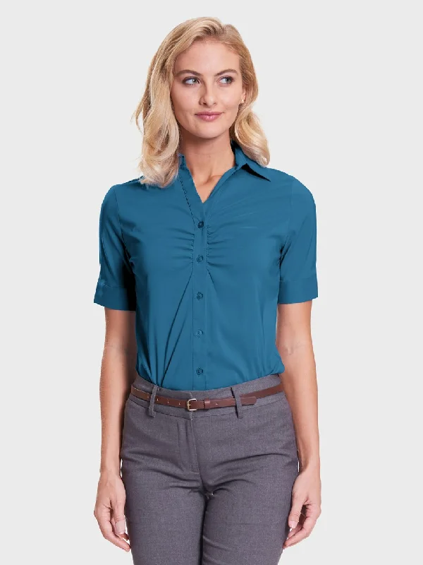 Ladies' Victoria Blouse - Aquamarine Stylish Wrap Blouse