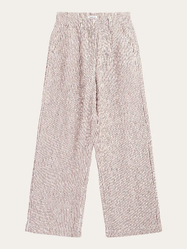 POSEY wide mid-rise striped linen pants - GOTS/Vegan - Brown stripe Comfy Athletic Pants POSEY wide mid-rise striped linen pants - GOTS/Vegan - Brown stripe Comfy Athletic Pants