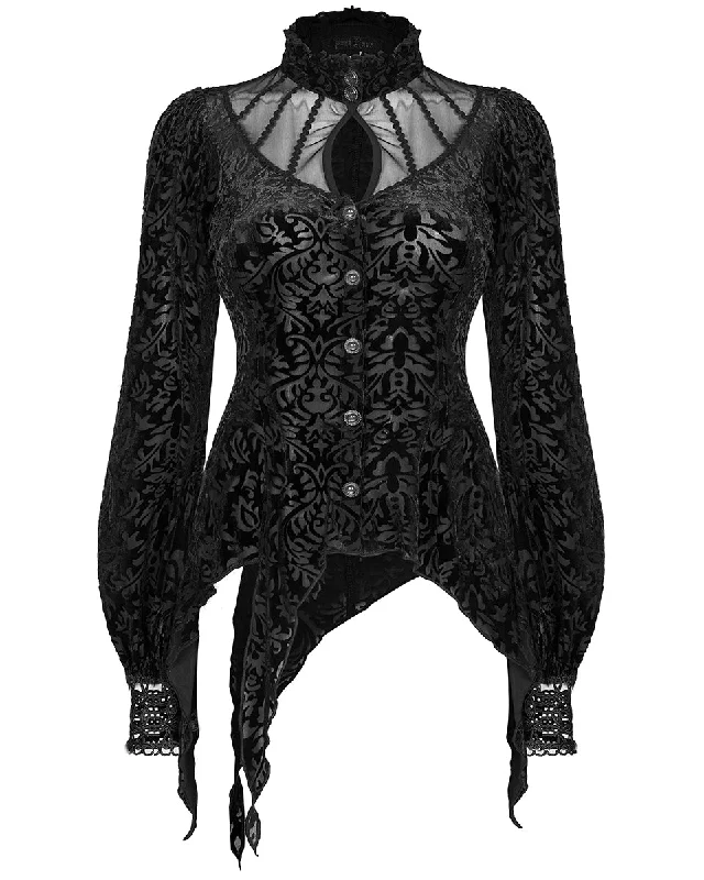 Punk Rave Oleandra Womens Baroque Gothic Blouse Top Lightweight Chiffon Blouse
