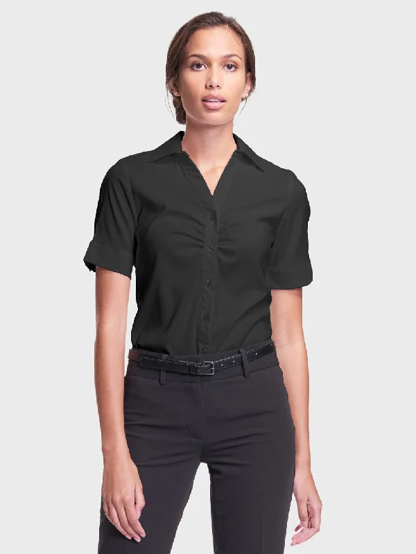 Ladies' Victoria Blouse - Black Soft Satin Blouse