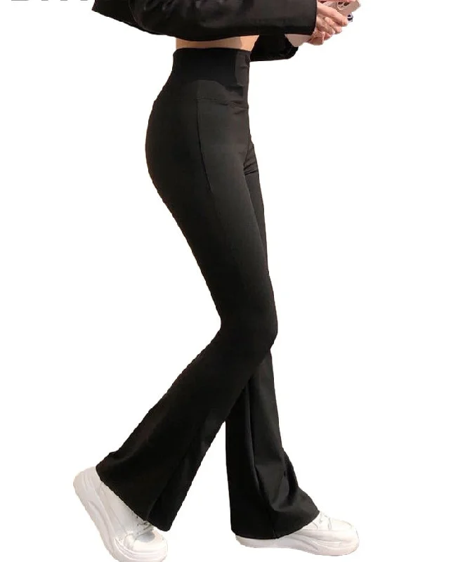 Women Shark Flared Pants Black Elastic Slim High Waist Sexy Lightweight Jogger Pants Women Shark Flared Pants Black Elastic Slim High Waist Sexy Lightweight Jogger Pants