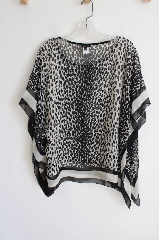 Talbots Silk Cheetah Print Chiffon Poncho Style Blouse | S/M Chic Off-Shoulder Blouse Talbots Silk Cheetah Print Chiffon Poncho Style Blouse | S/M Chic Off-Shoulder Blouse