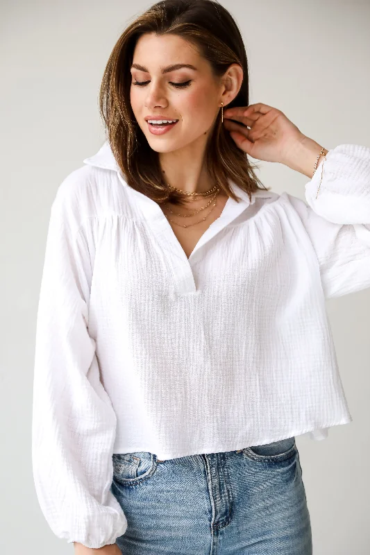 FINAL SALE - Alanna Linen Blouse - DU DEAL Drape Neck Blouse