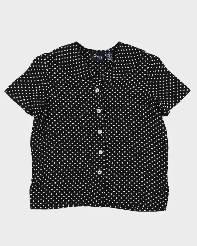 Black Polka Dot Patterned Blouse - S Lightweight Floral Blouse