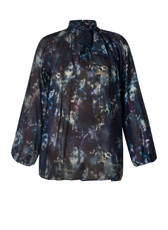 blouse met een touch van blauw Lightweight Chiffon Blouse