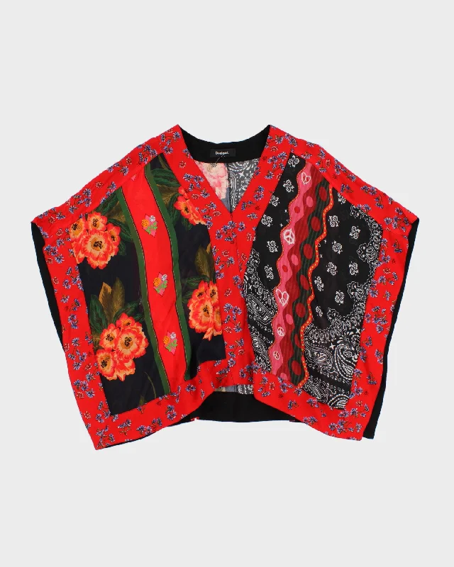 Desigual Paisley Print Poncho Blouse - S Soft Knit Blouse