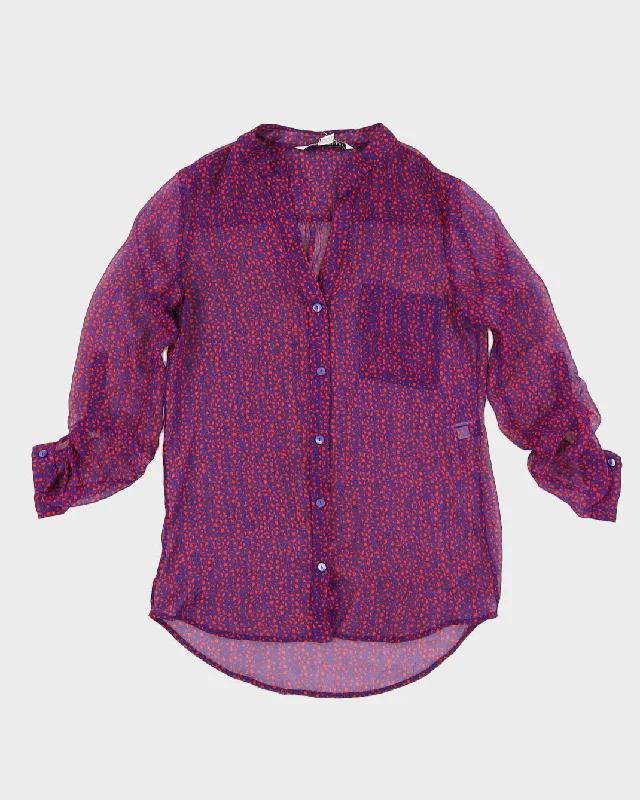 Diane Von Furstenberg Purple Silk Blouse - S Off-Shoulder Wrap Blouse