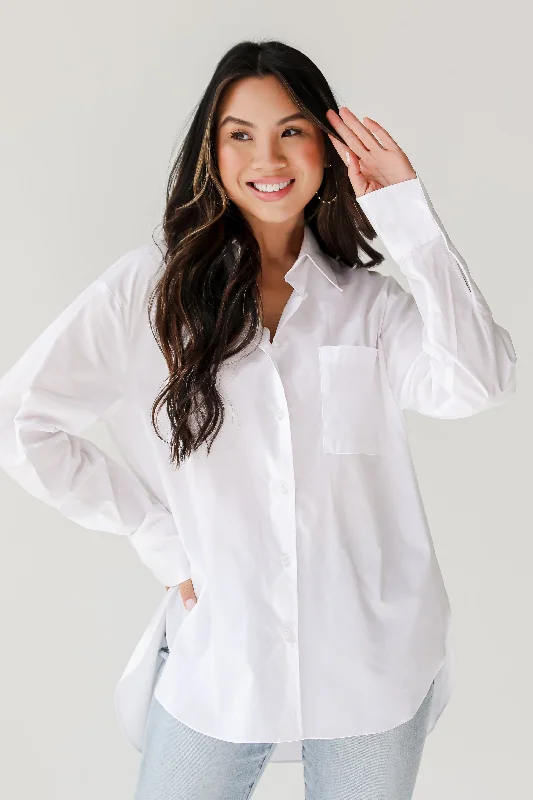 FINAL SALE - Elevated Sensibility White Button-Up Blouse Elegant Semi-Sheer Blouse