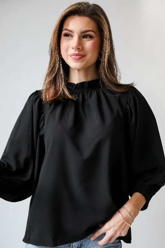 FINAL SALE - Isabelle Ruffle Blouse - DU DEAL Sweetheart Neck Blouse