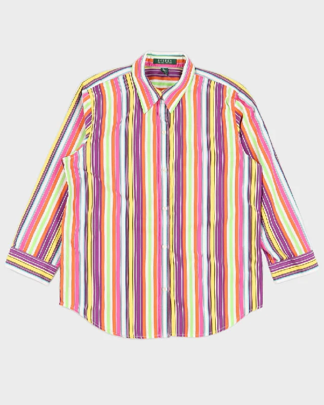 Lauren Ralph Lauren Pink Striped Blouse - M Office-Ready Blouse