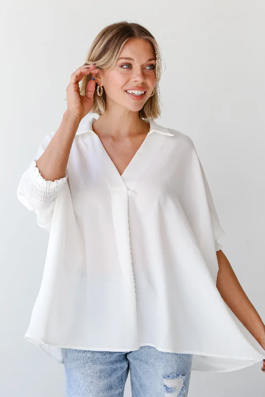 FINAL SALE - Lennon Oversized Blouse - DU DEAL Casual Button Blouse