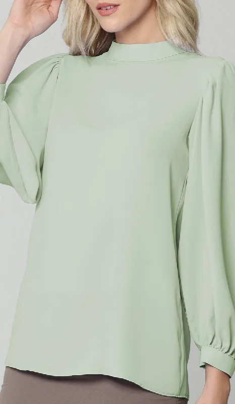 Nariman Essential Everyday Blouse - Sage - Final Sale Chic Wrap Blouse