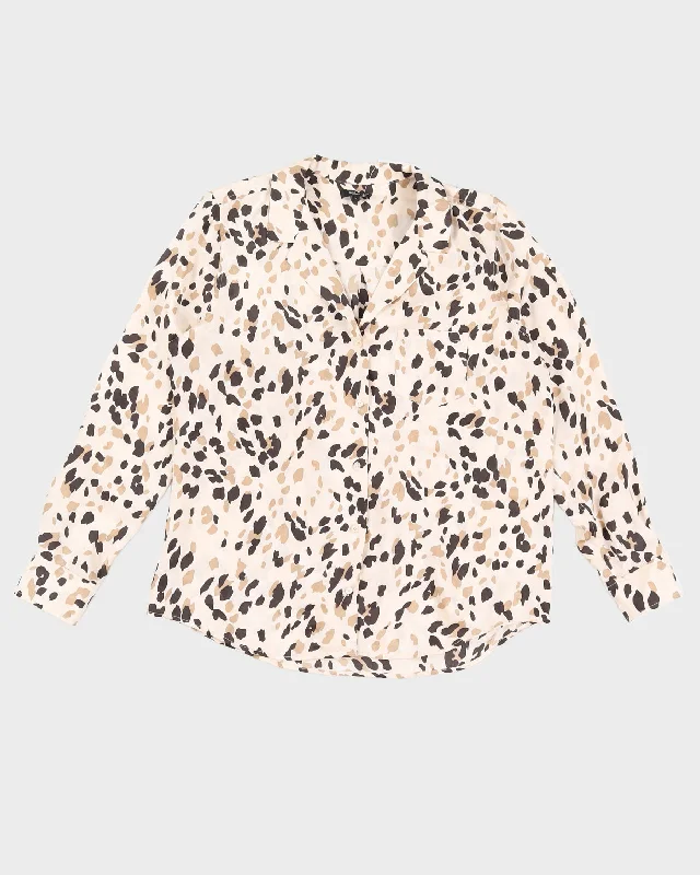 Rails Leopard Silk Blouse - L Versatile Layering Blouse