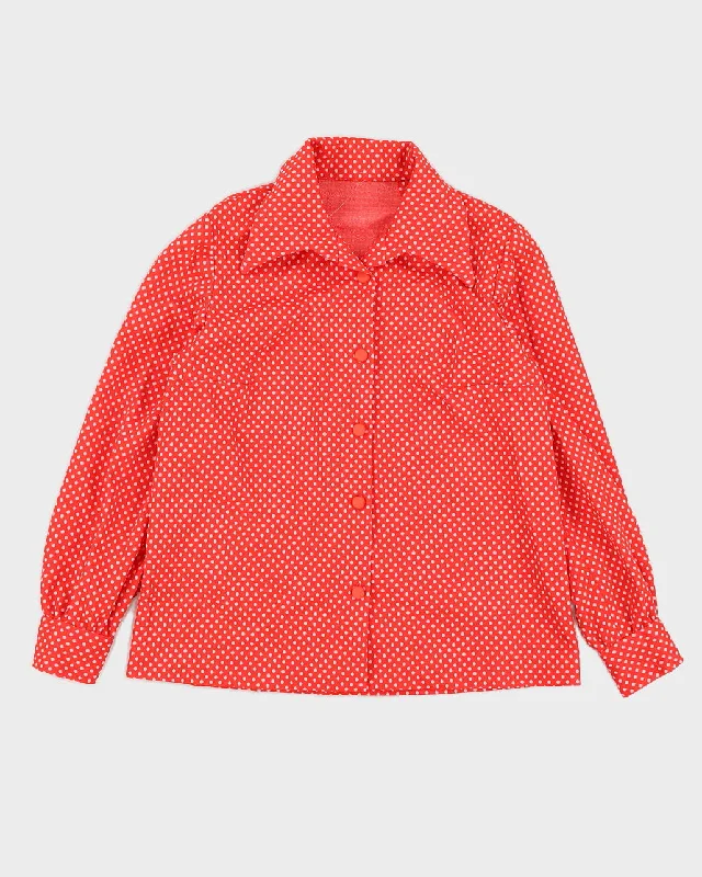 Vintage 1970s Red Polka Dot Blouse - S Boho Printed Blouse