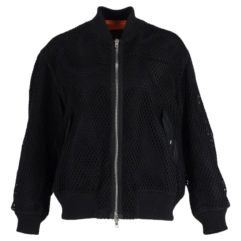 Alexander Wang Full Zip Bomber Jacket in Black Synthetic Embroidered Appliqued Beaded