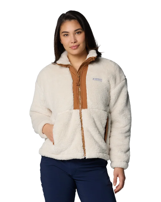 Boundless Discovery Sherpa Full Zip Fleece Jacket in Chalk & Camel Brown Fitted T-Shirt Seamless Stretchy