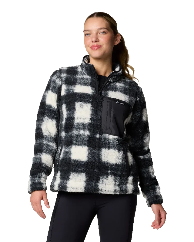 West Bend 1/4 Zip II Fleece Jacket in Chalk Omblur Tonal Striped Floral Plaid