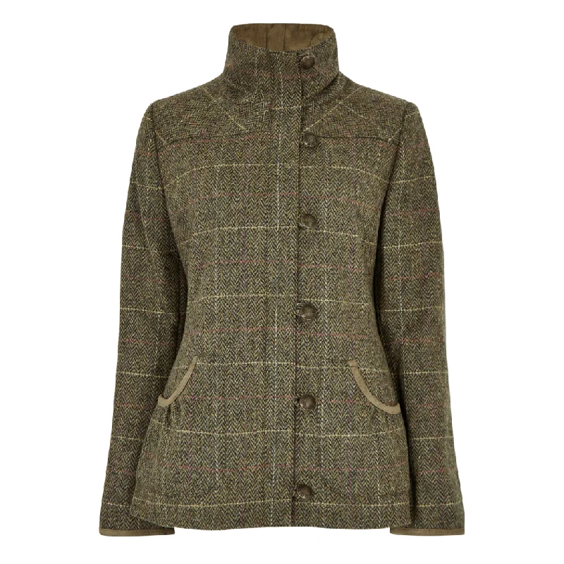 Dubarry Womens Bracken Tweed Jacket Hooded Caped Shawl Collar