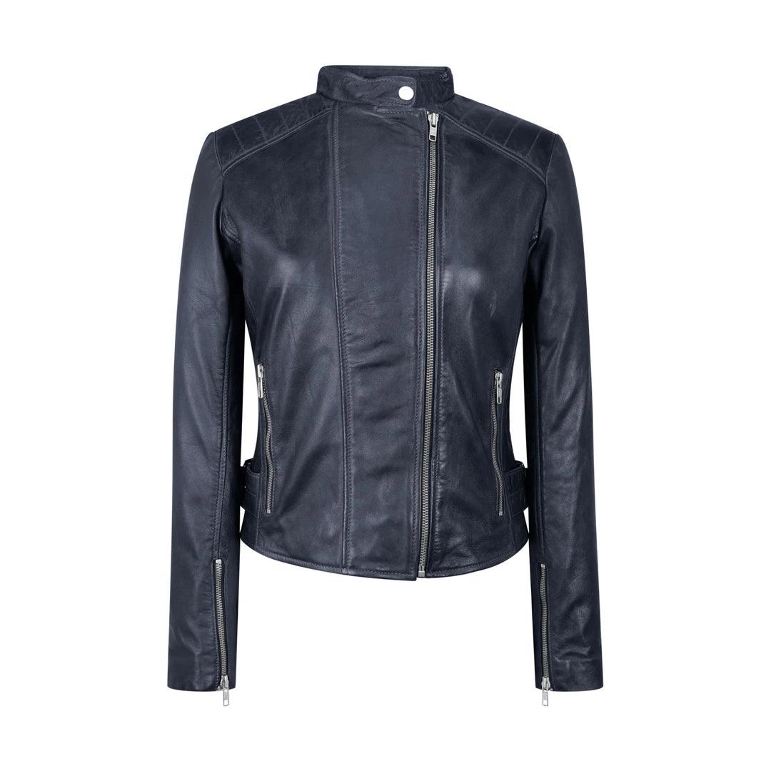 Ladies Real Leather Jacket Cross Zip Brando Nehru Collarless Soft Slim Fit Mesh Blend Leather Blend Suede Blend