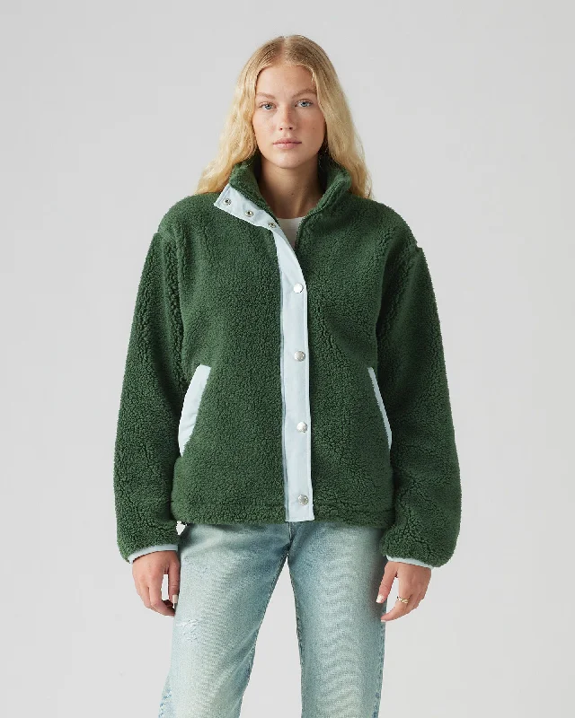 Valley Sherpa Jacket in Python Green Striped Floral Plaid