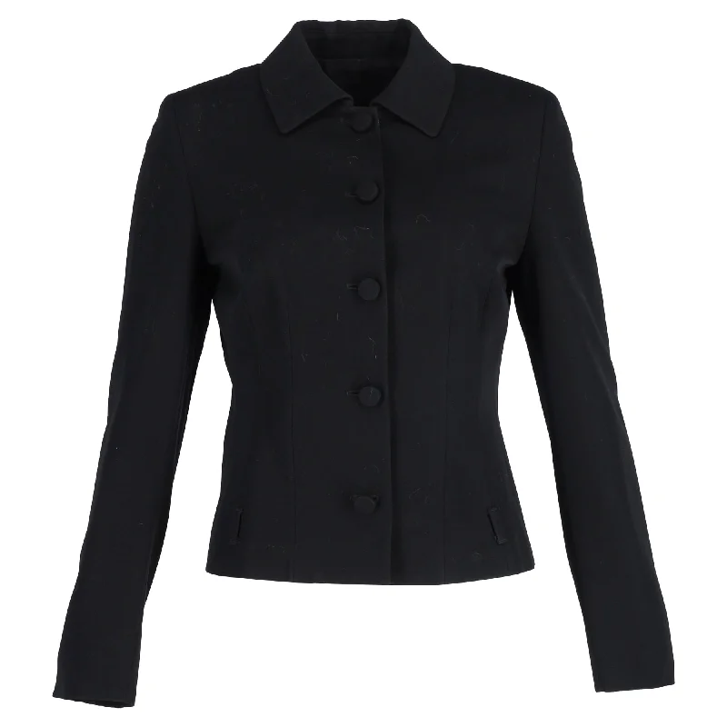 Prada Evening Jacket in Black Wool Collared Crew Neck Turtle Neck