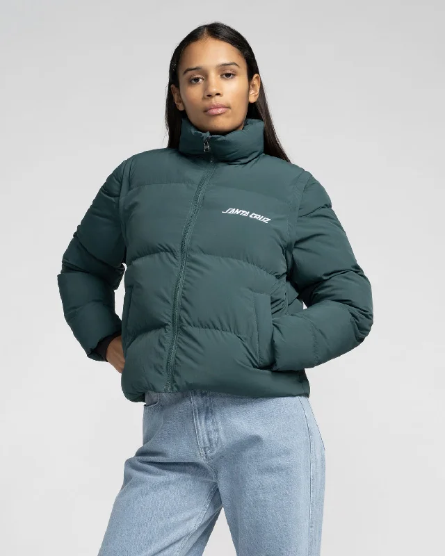 Strip 2 In 1 Quilted Jacket in Emerald Elasticated Padded Insulated